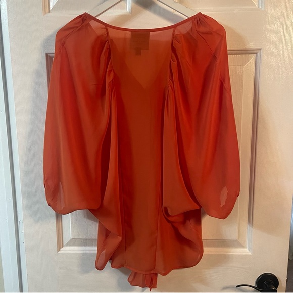 3/15 💚 Romeo & Juliet Couture V-neck Button Up Front Tie Batwing Sleeve Coral - Picture 3 of 7